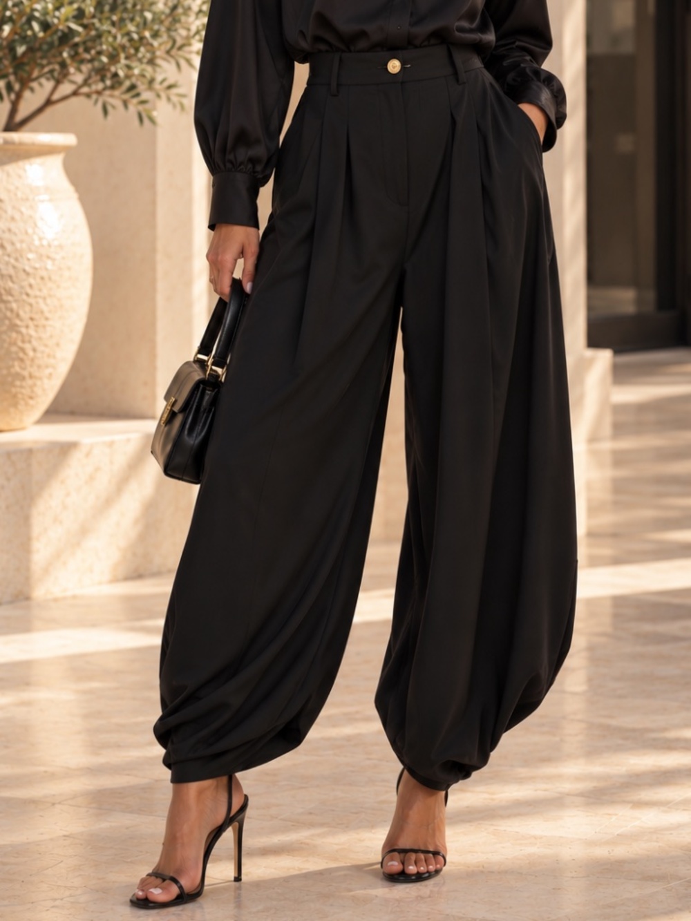 SM260 | Chic Balloon Leg Pants | Black